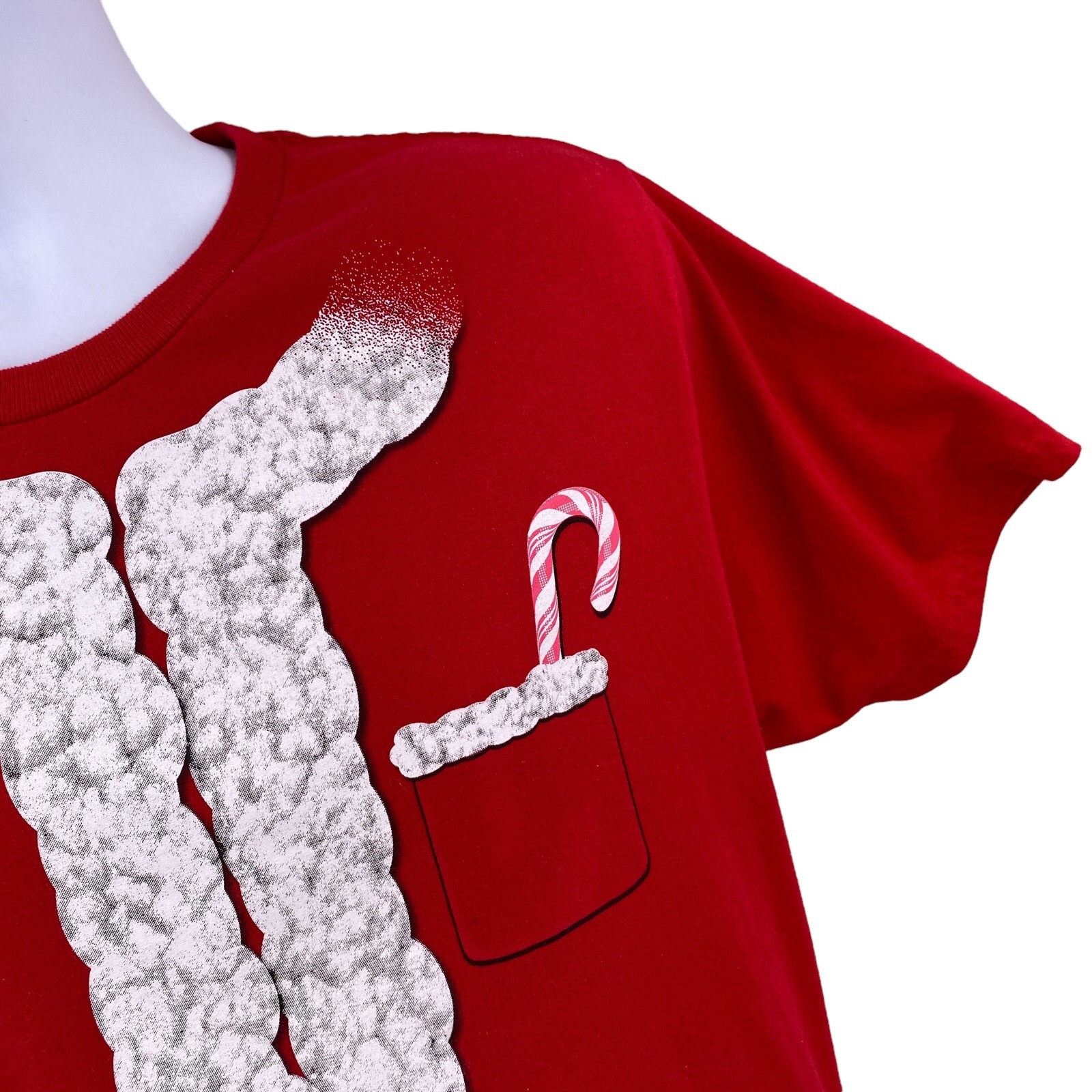 Holiday Time Mens Christmas Santa Claus T-Shirt Tee Size Medium Red Short Sleeve