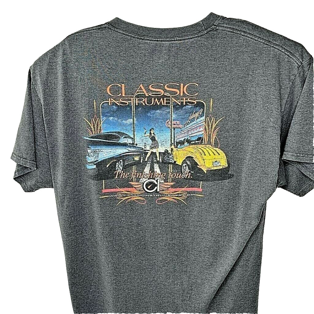 Classic Instruments Hot Rods Classic Cars Shirt Hanes Mens XL Graphic Gray