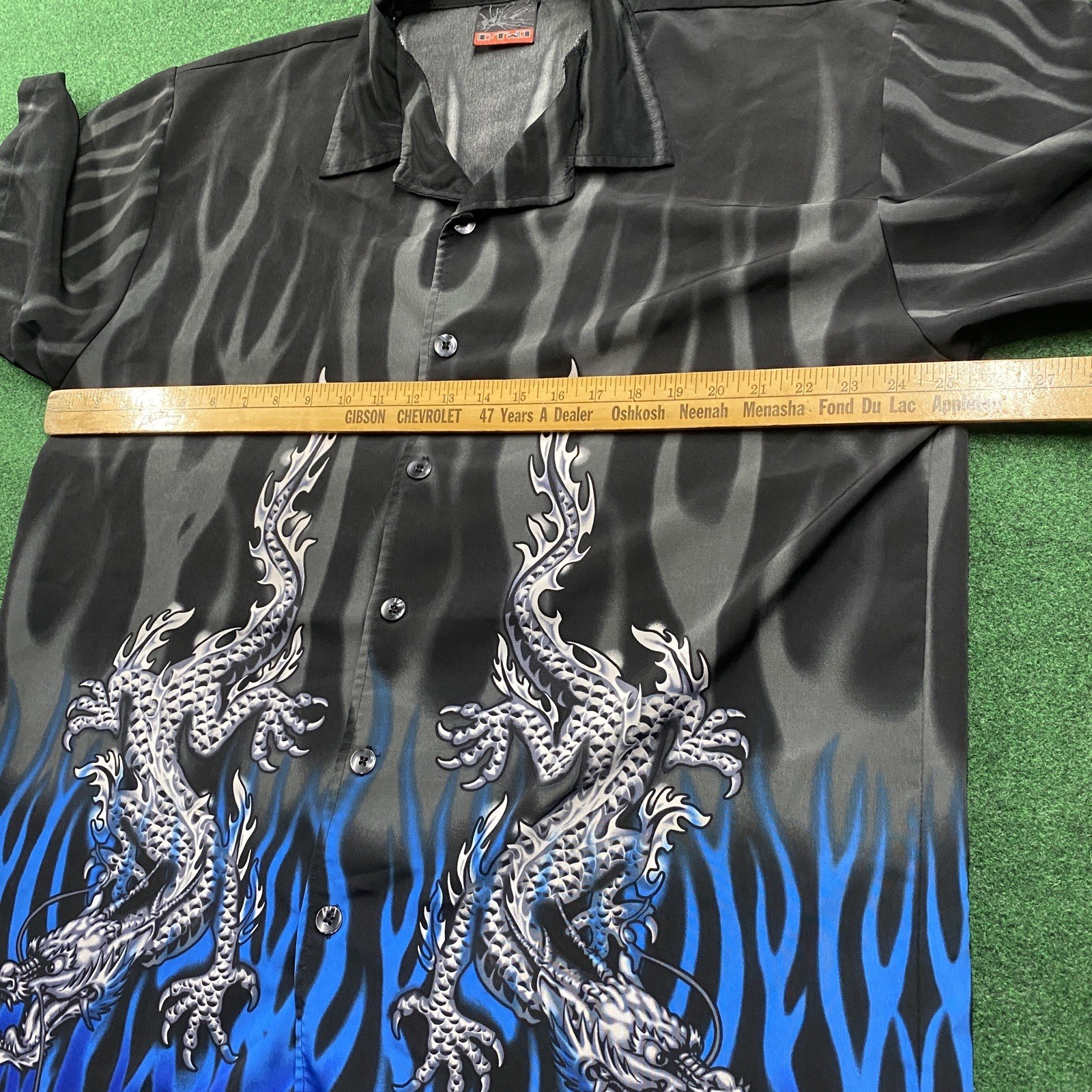 Vintage Flames Shirt Mens XL Black 90S Y2K Fire Button Up Trailer Park Boys