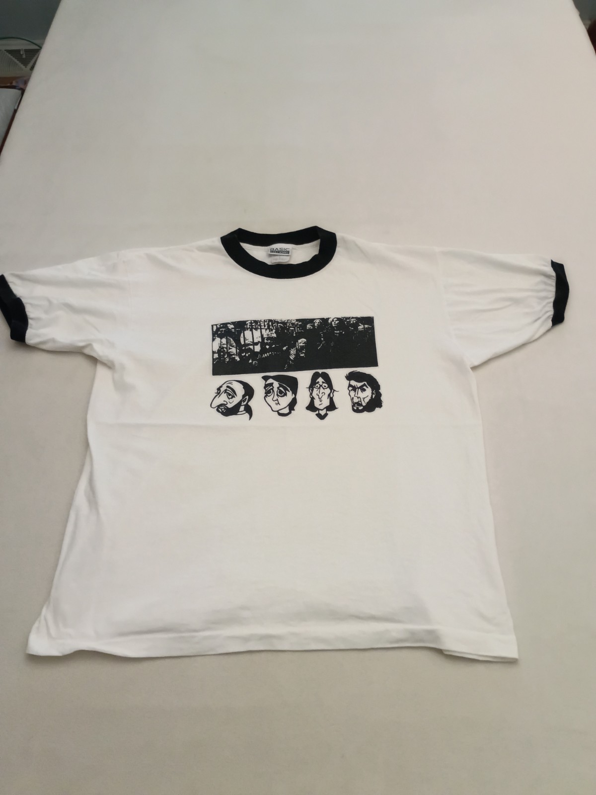 Vintage Beatles Ringer Tshirt Basic Editions White Sz L USA