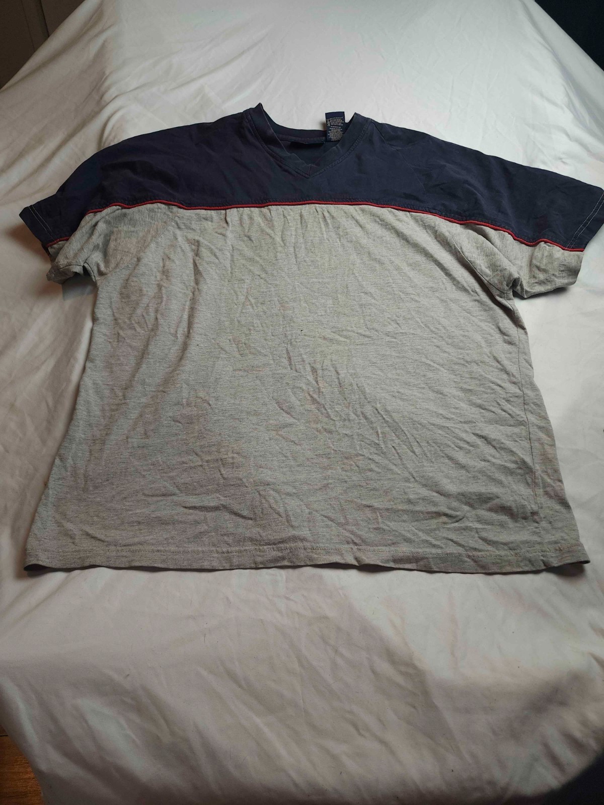 Vtg 90s Faded Glory T-Shirt Mens L Gray Colorblock Grunge Streetwear Normcore