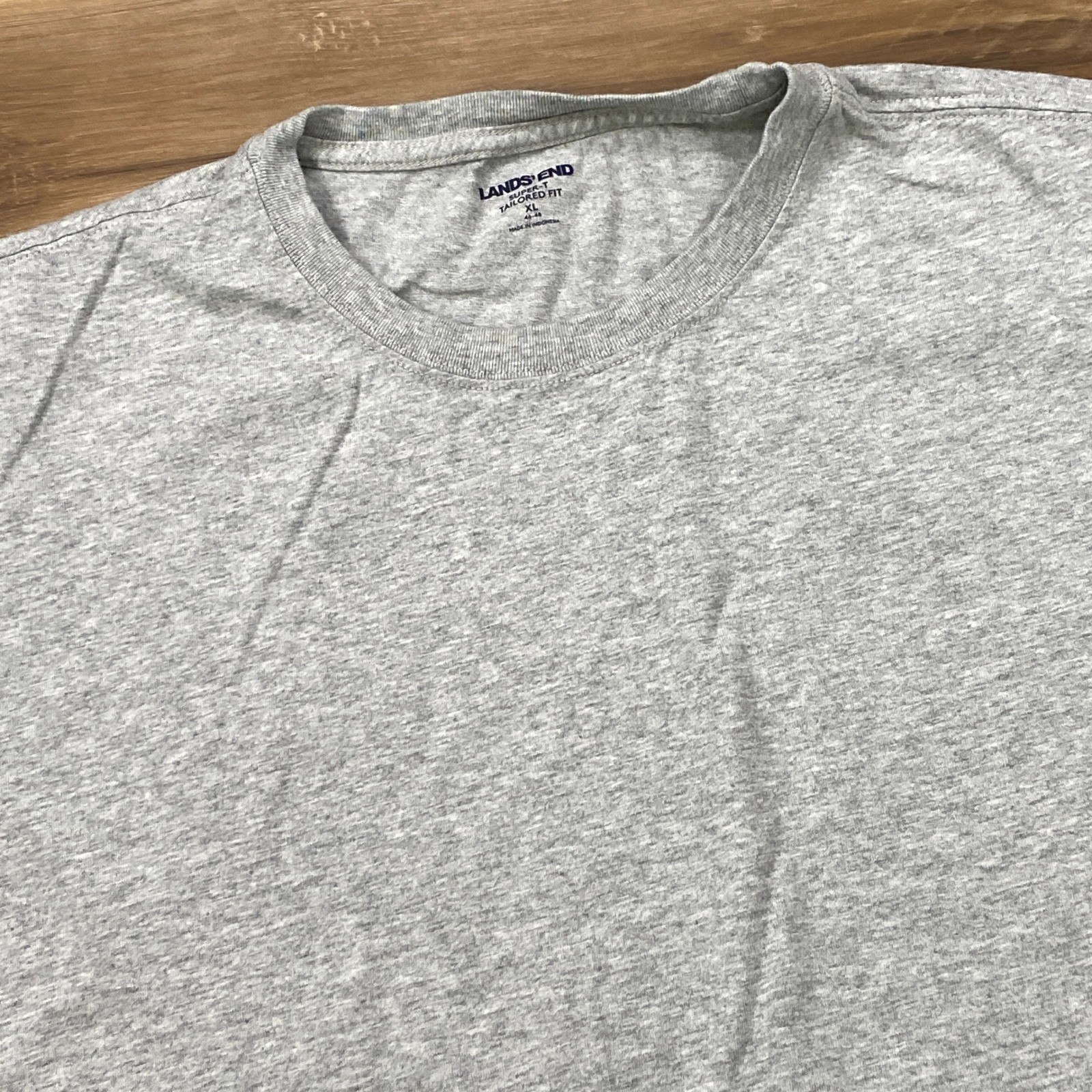 Lands’ End T-Shirt Mens XL Minimalist 100% Cotton Tailored Fit Gray Casual Tee