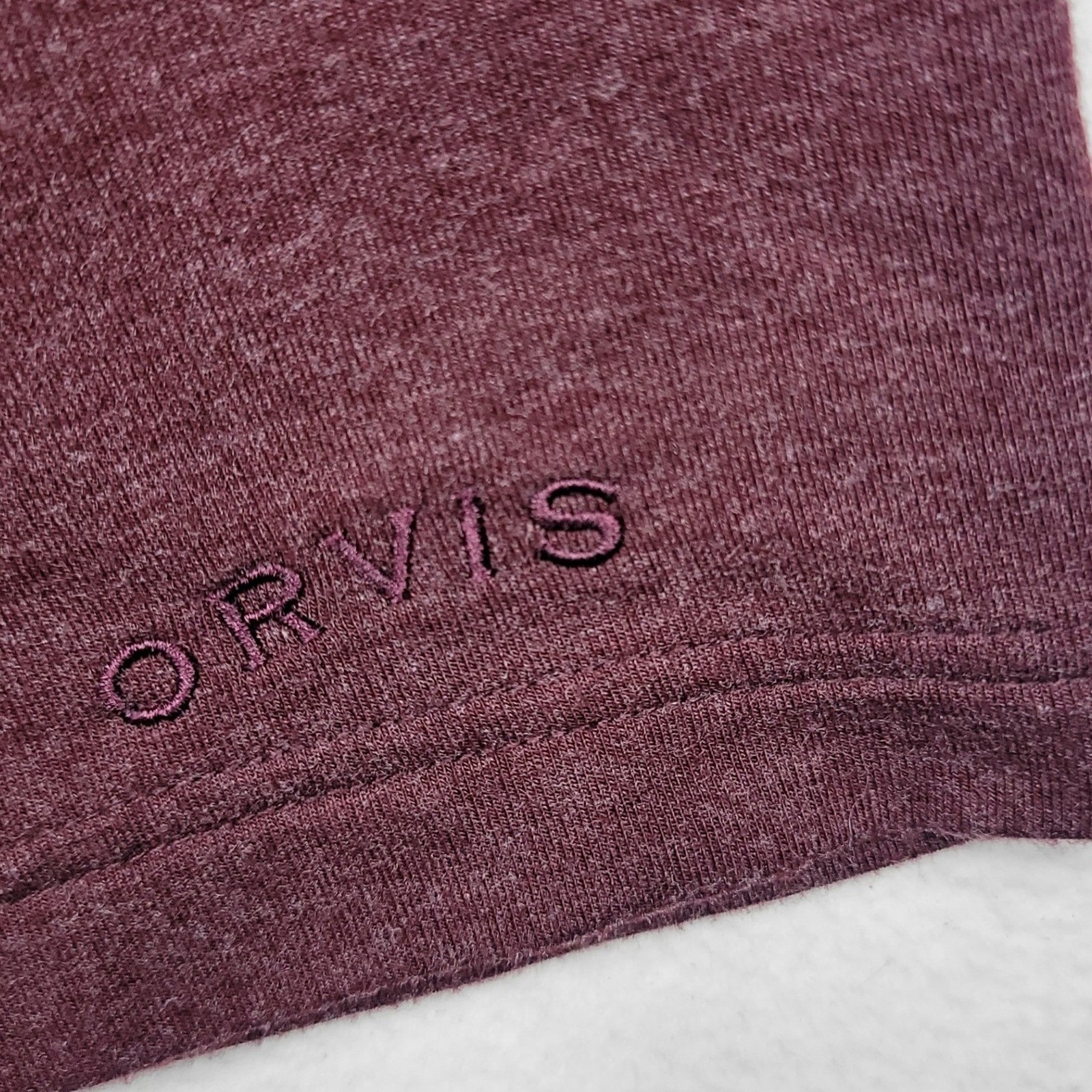 Orvis Mens Classic Collection Raglan Long Sleeve Shirt Burgundy Grey Medium