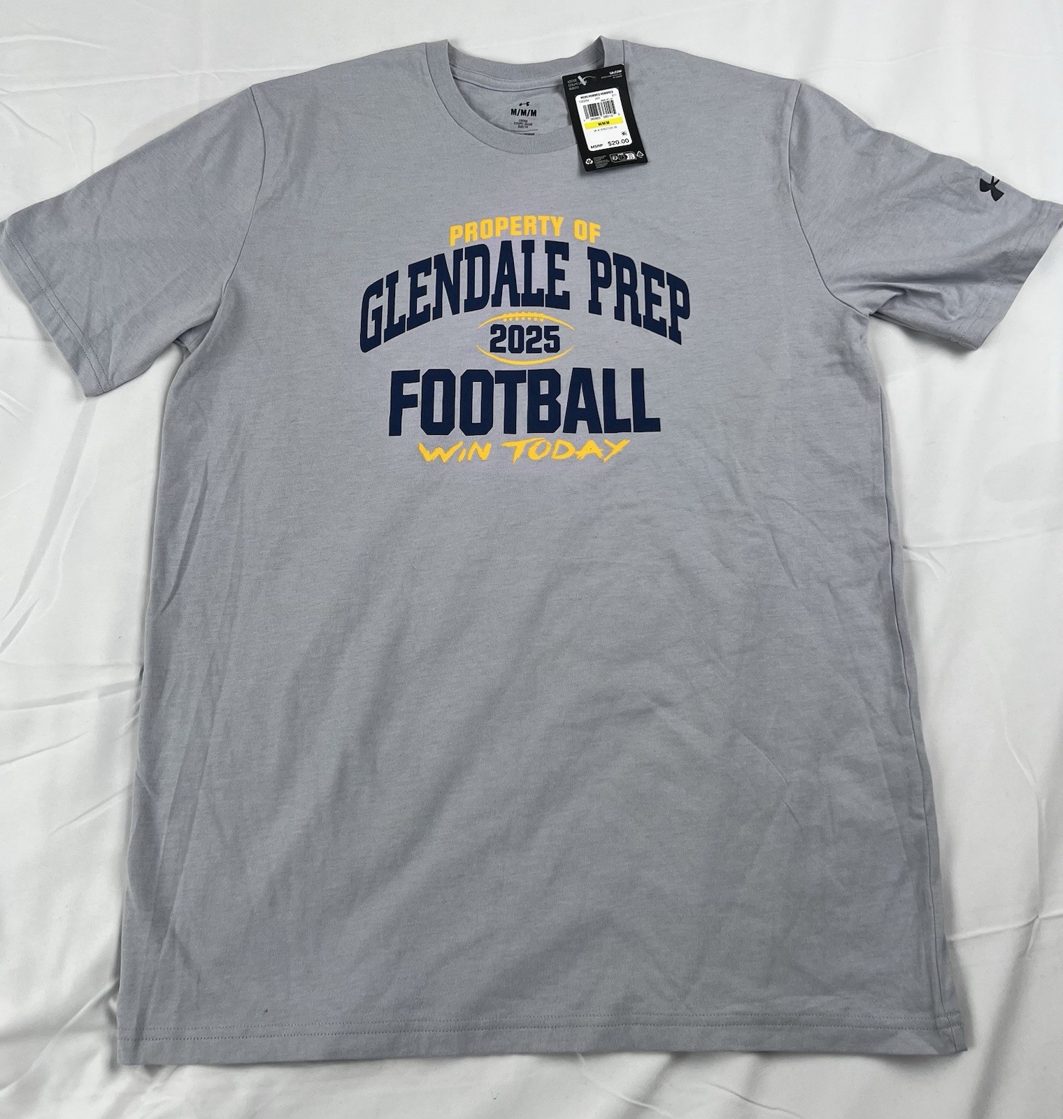 Under Armour Glendale Prep Football 2025 T-Shirt Men M Gray Athletic NWT