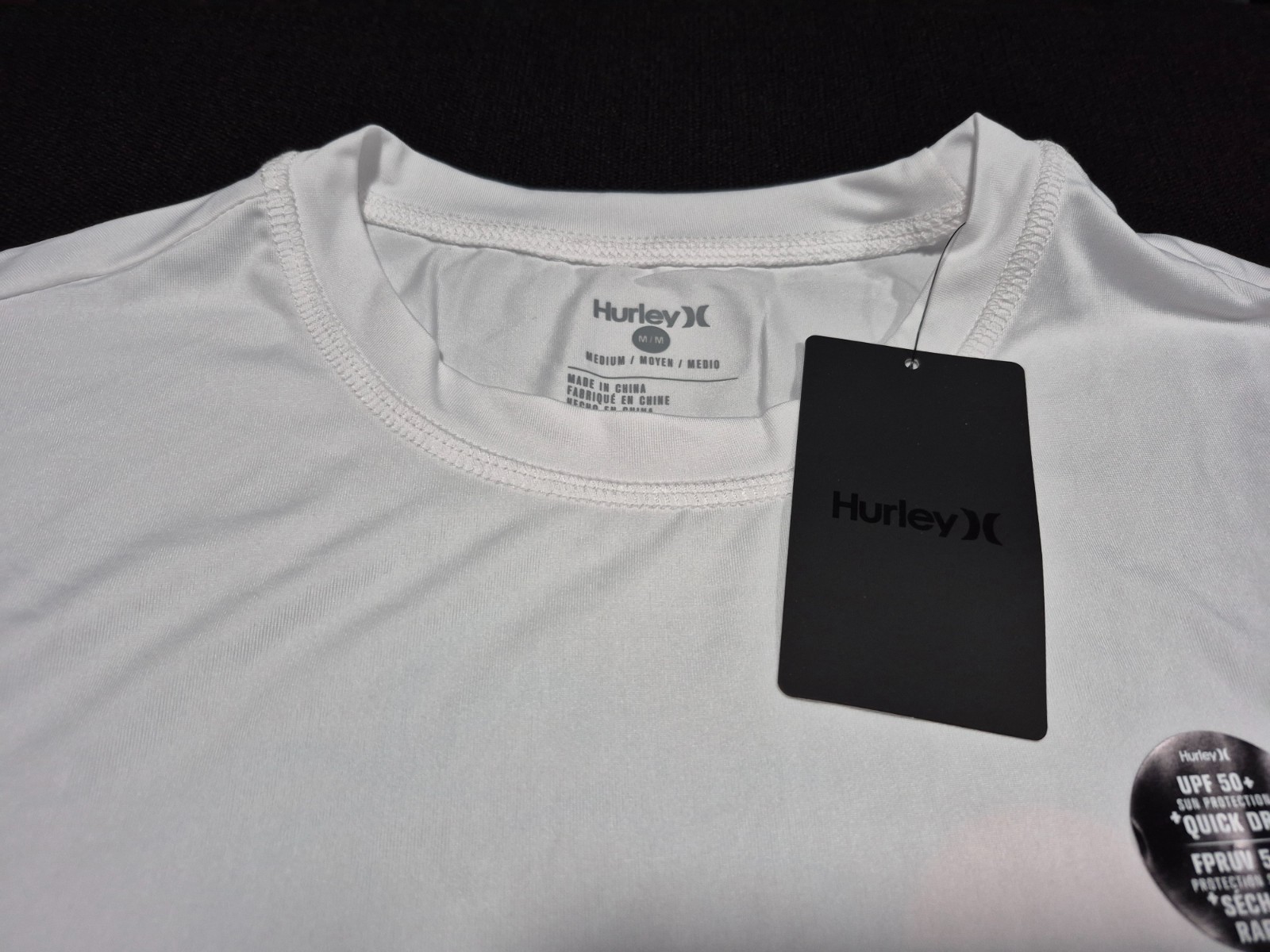 Hurley Mens Double Palm LS Polyester Summer Sunshirt White SZ Medium
