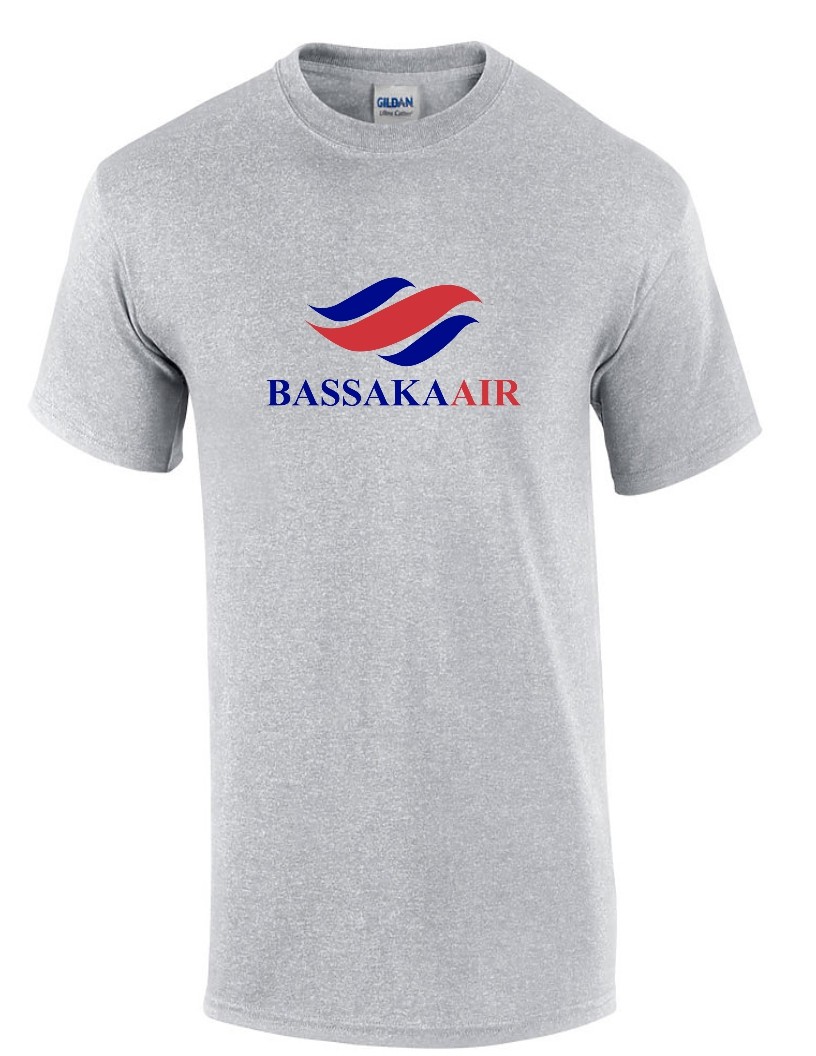 Bassaka Air Blue Red Retro Logo Cambodian Airline Sport Gray Cotton T-shirt