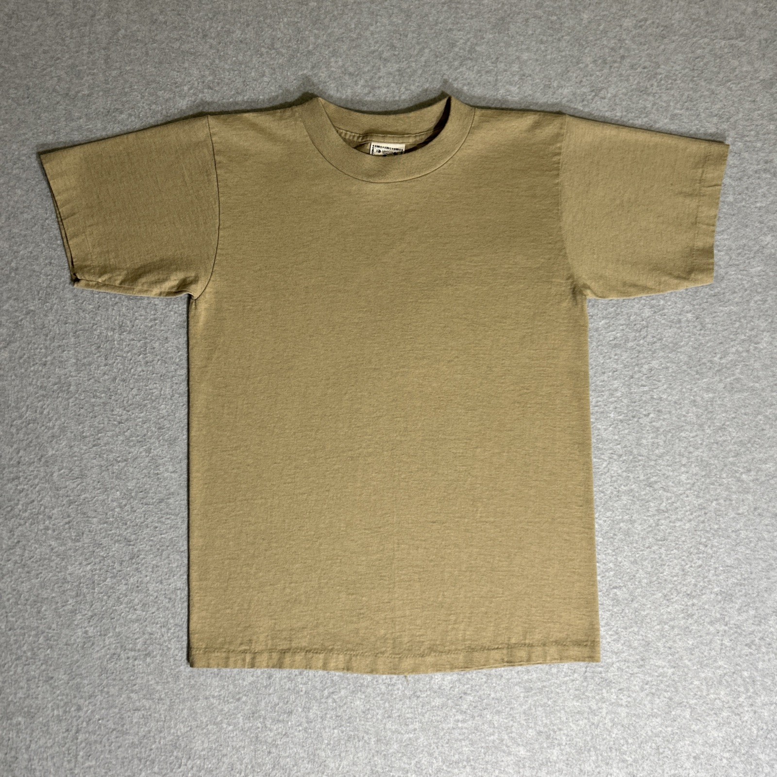 Vtg. 80s/90s Alore Single Stitch Blank Tan T-Shirt Small Made in USA Slub Cotton
