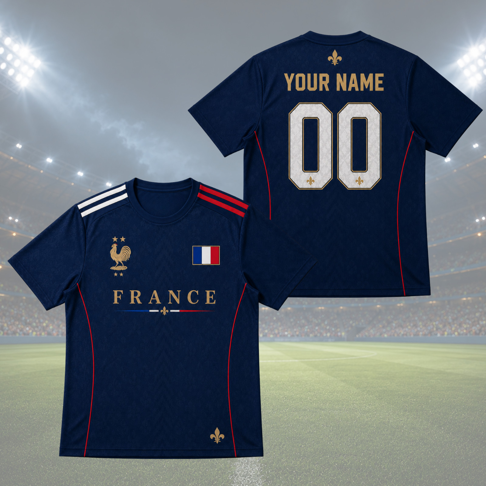 France Soccer Jersey Personalized Name Number Mens French Football Shirt (S-5XL)