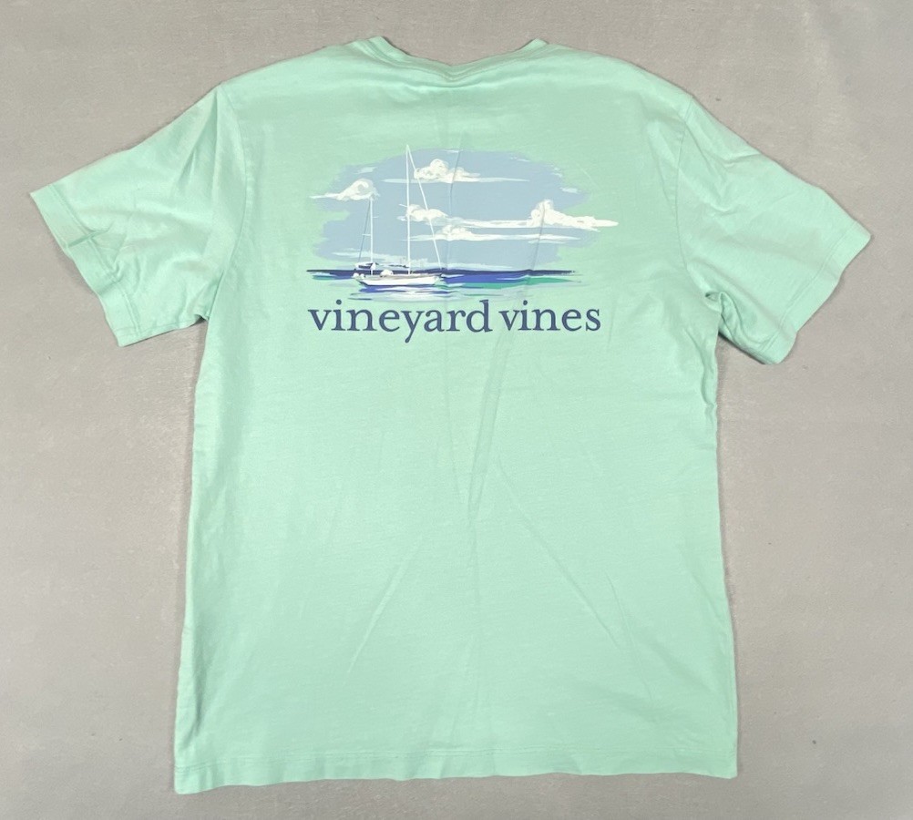 Vineyard Vines Shirt Mens XS Mint Green Whale Pocket Graphic Tee Preppy
