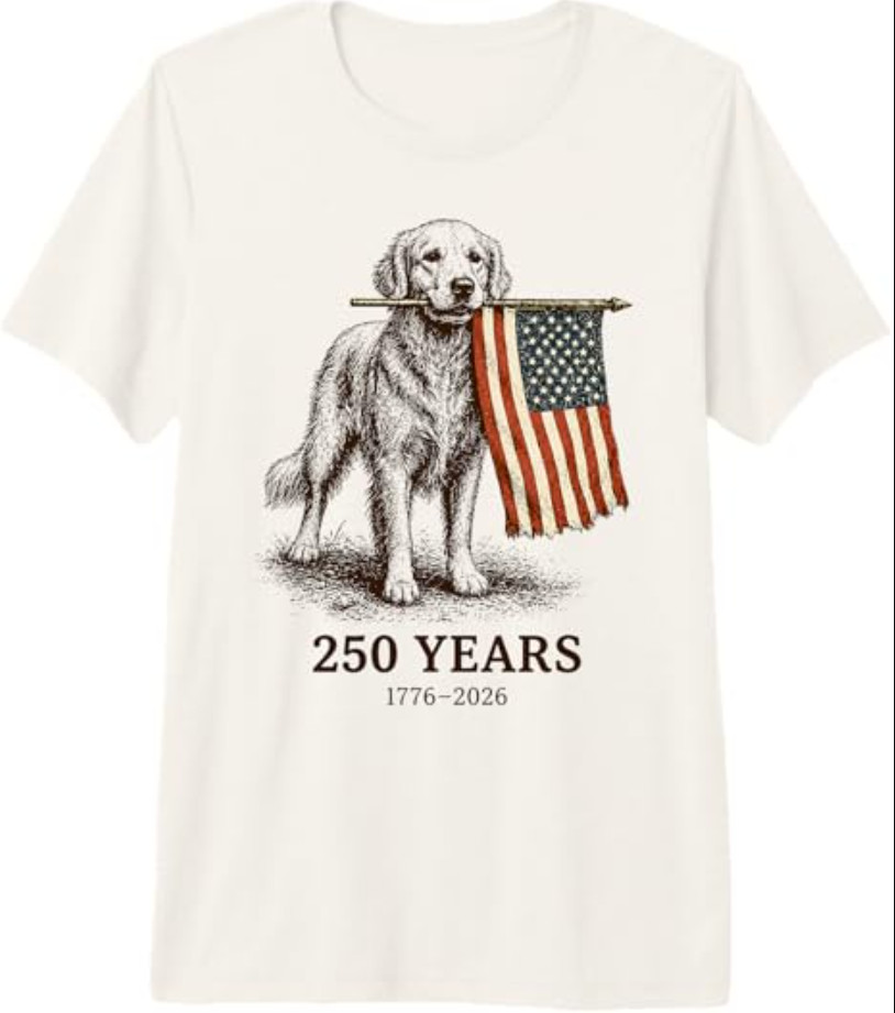 Vintage Golden Retriever Patriotic Dog 250 Years 1776 2026 Premium Tri-Blend T-S