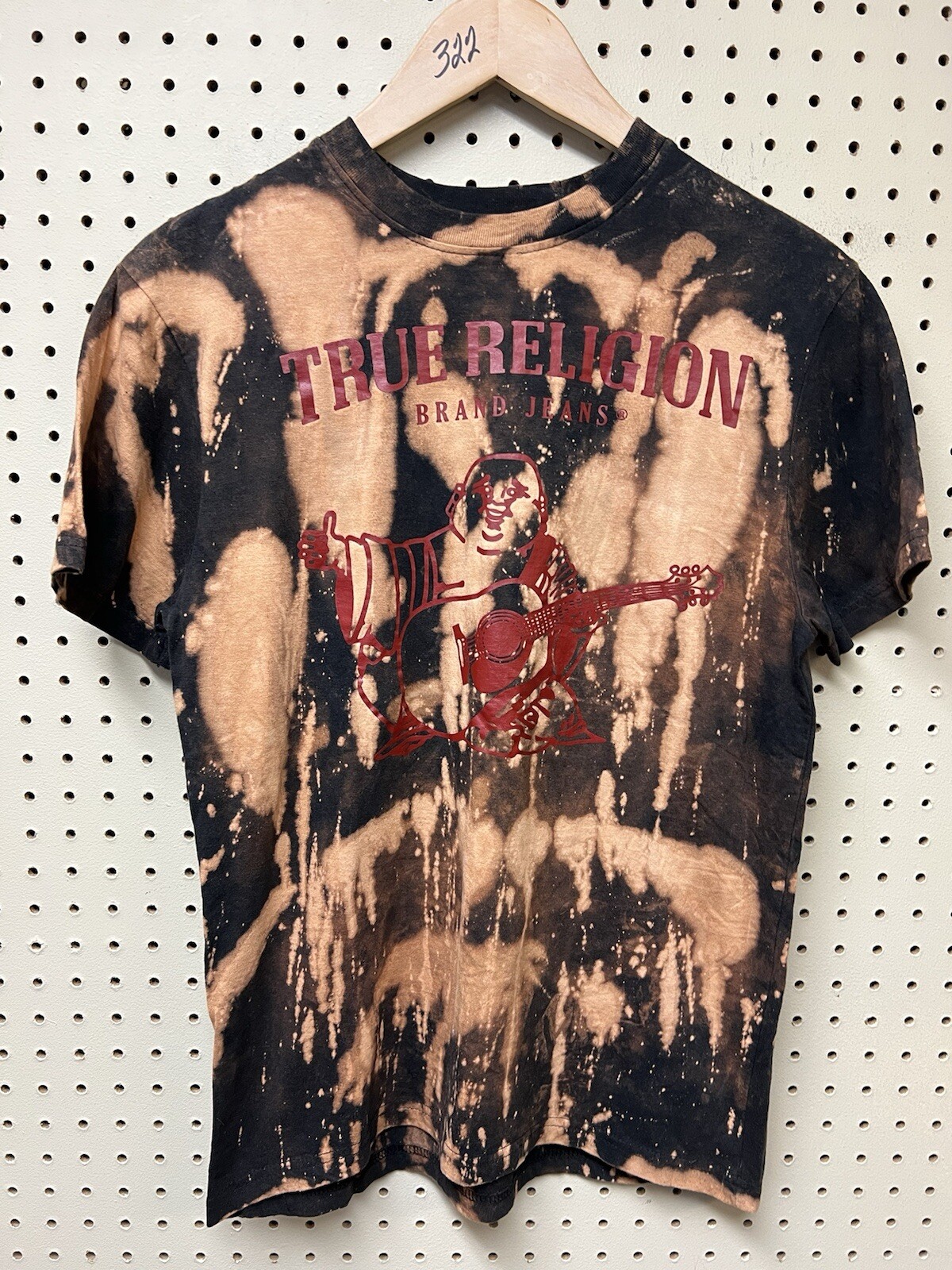 TRUE RELIGION Brown BUDDHA TIE DYE Short Sleeve Small Graphic Lounge T-shirt