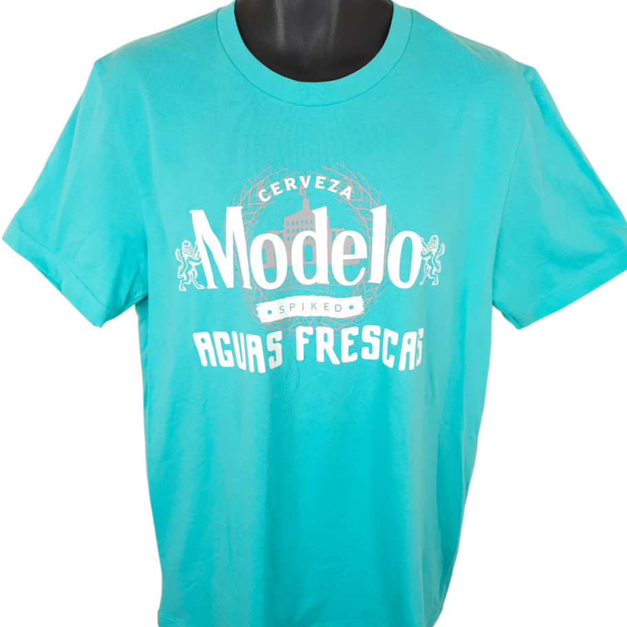 Modelo Spiked Aguas Frescas T Shirt Mens Size Large Blue Breweriana