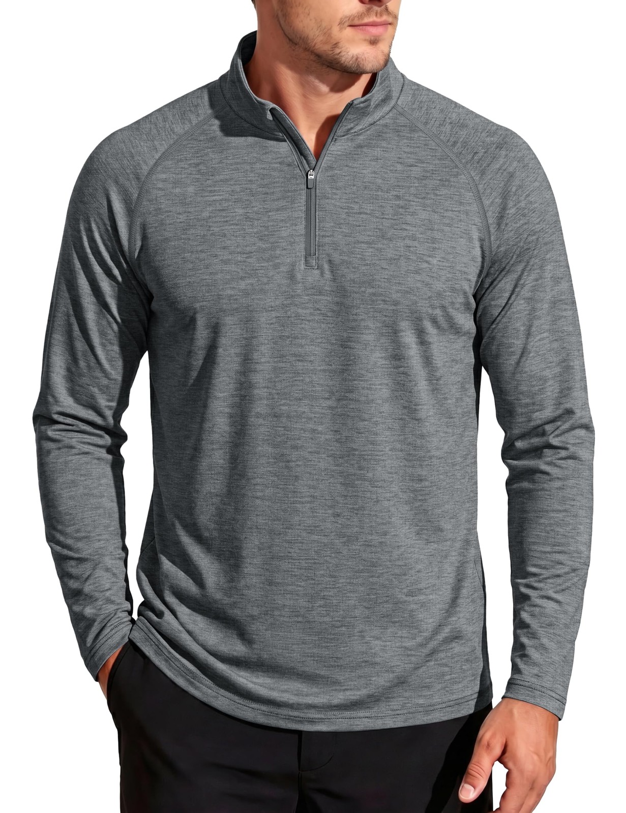 Mens Quarter Zip Pullover Long Sleeve Shirt UPF 50+ Lightweight Golf Shirts P…