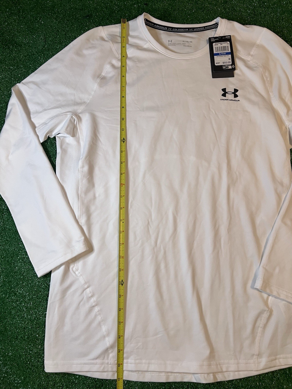 Under Armour COLDGEAR Fitted Long Sleeve Athletic Shirt White Size XL 1366068
