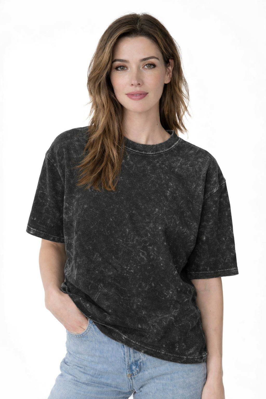 6 PK Unisex Men  Women Acid / stone Wash T-Shirts cotton multicolour ( M )
