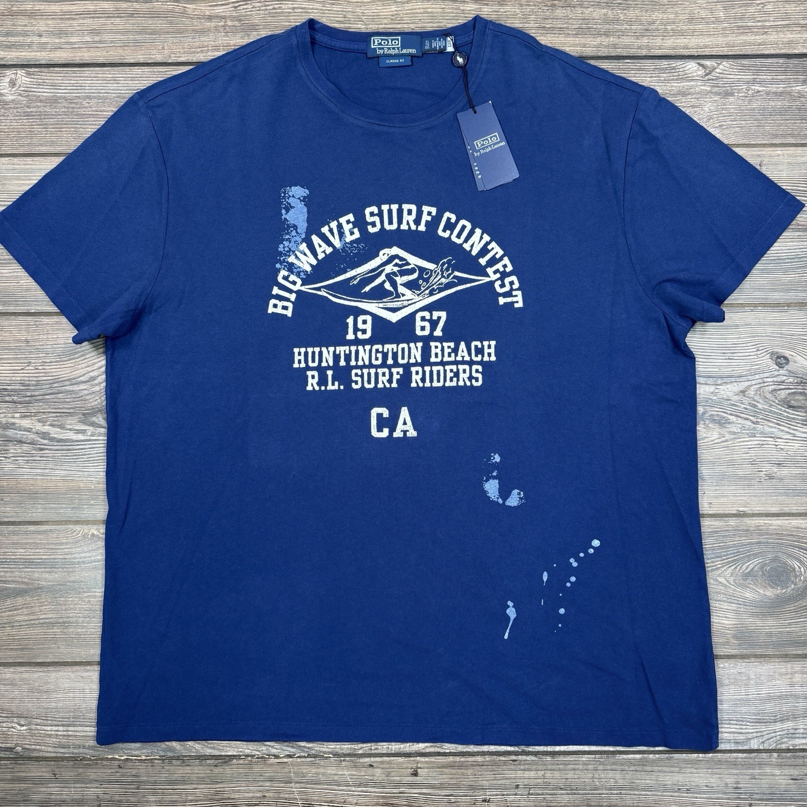 Polo Ralph Lauren Men’s Classic Fit Big Wave Surf Contest T-Shirt Blue SZ XL NEW