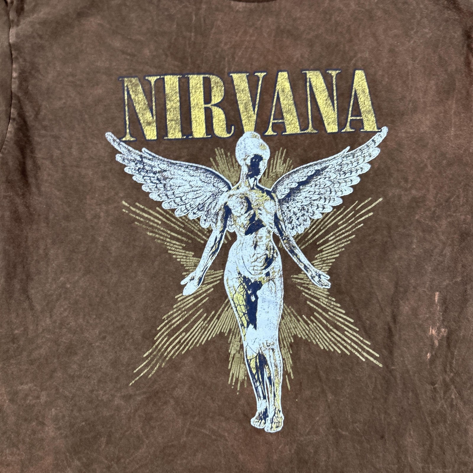 Nirvana Shirt Mens XL Brown In Utero Angel Live 93 Tour Graphic Tee Rock Music