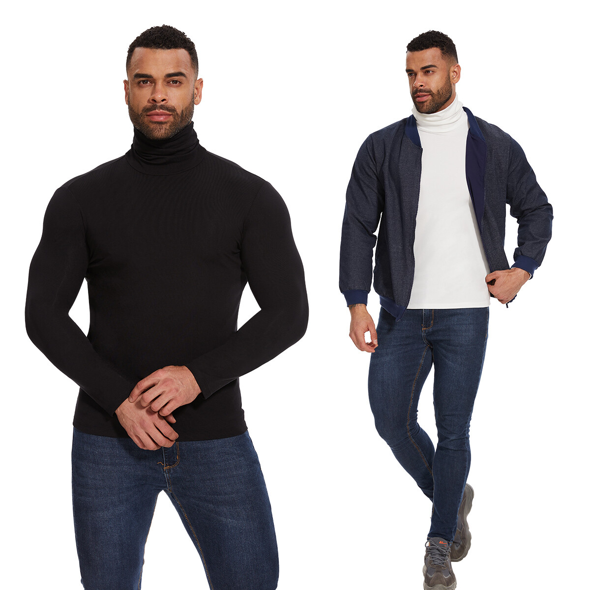 Men Pullover Turtle Neck T-shirt Slim Fit Tops Warm Winter Long Sleeve Shirts
