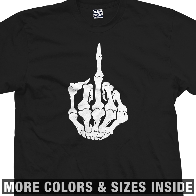 The Skeletal Bird Shirt | Middle Finger Biker Flip Off | Mens Tee
