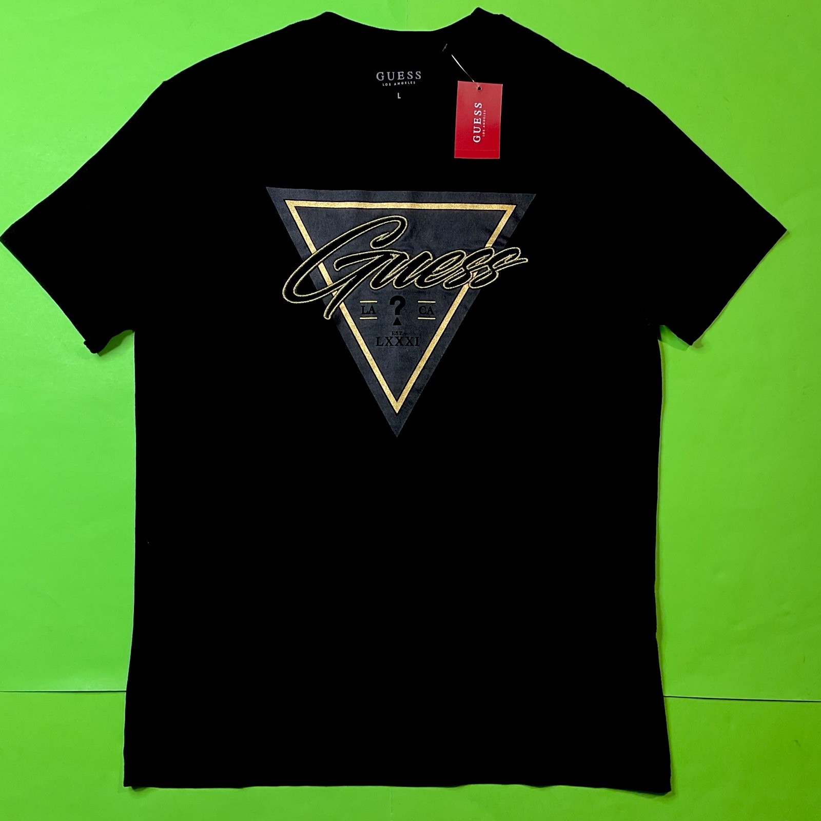 GUESS Los Angeles Men’s Short Sleeve T-Shirt Size LARGE Black 100% Cotton NEW
