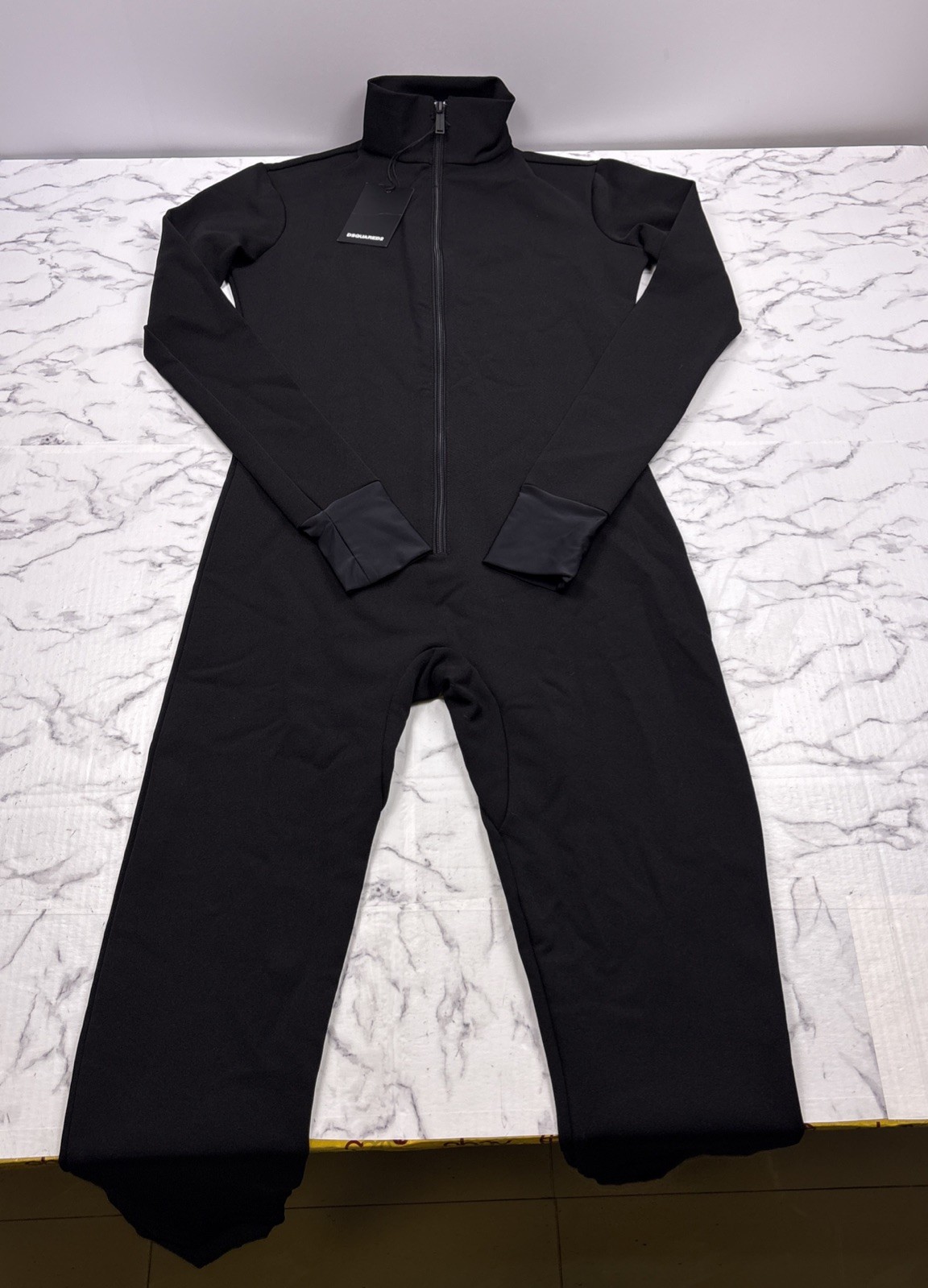 NEW DSQUARED2 Ski Black Zip Jumpsuit Back Logo Made in Italy Size 44 (US XS/S)