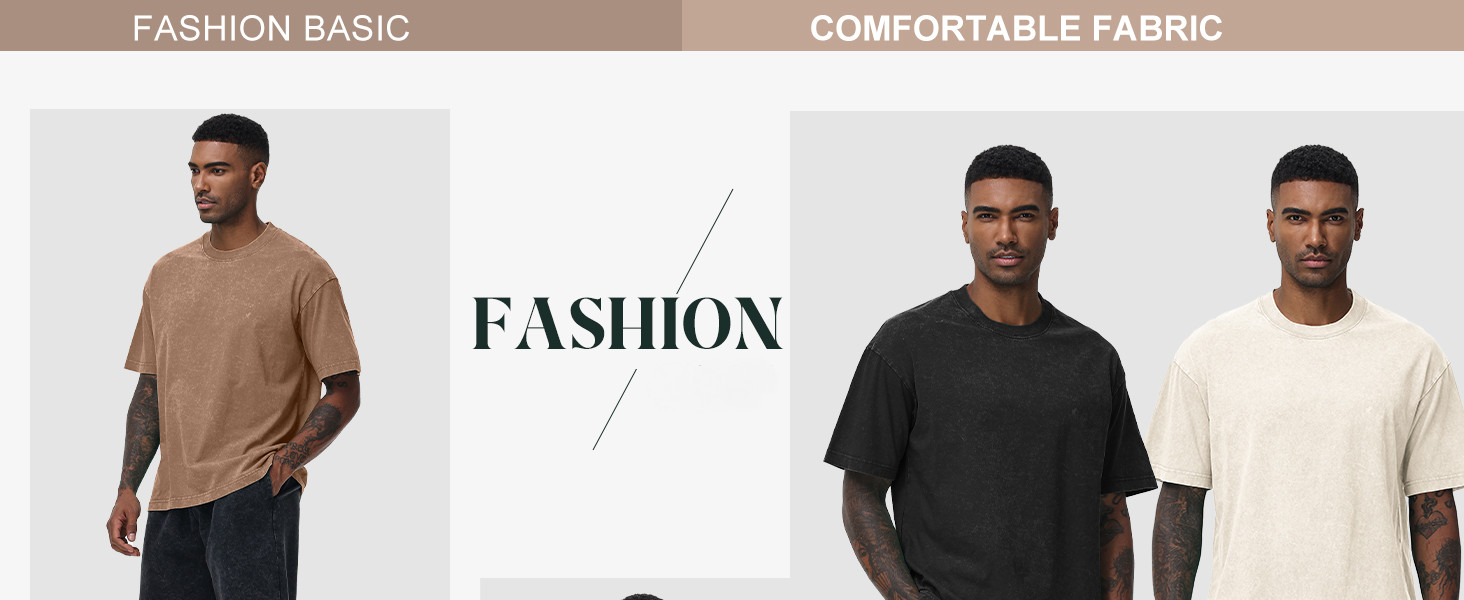 Men’s Vintage Washed Oversized T Shirt Loose Fit 100% Cotton Short Sleeve Tee