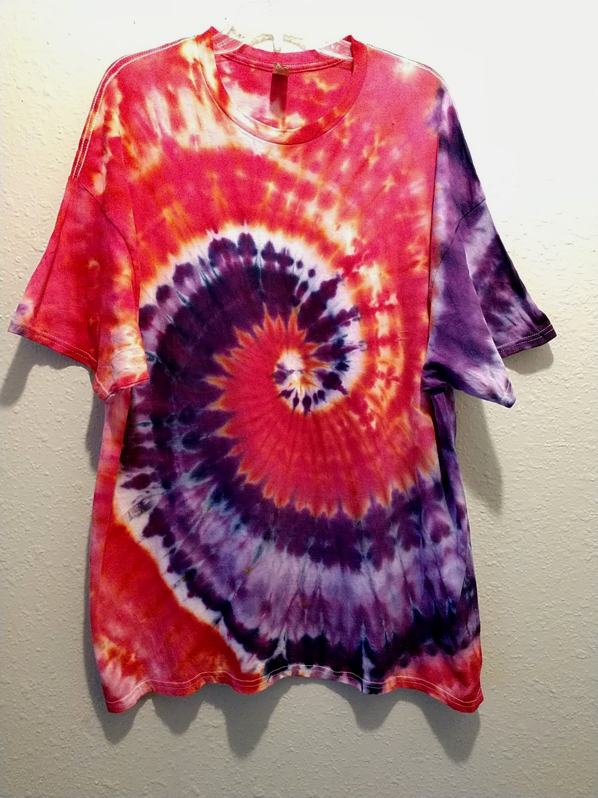 Handmade Spiral Tie Dye Shirt Unisex Men Women 2X 2XL Hippie Cotton Gildan T405