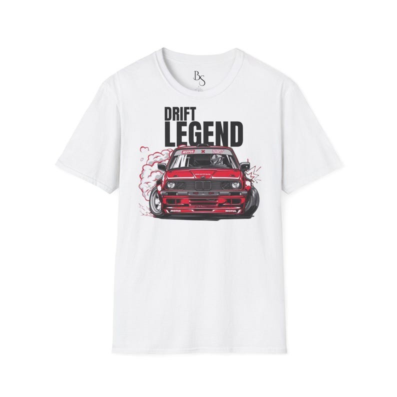 Drift Legend car illustration T-Shirt | Red drift coupe graphic tee Smoky Drift