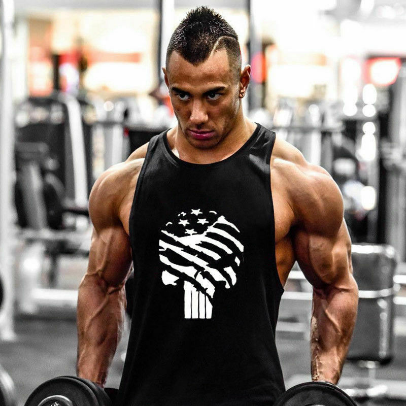 Gym Men Fashion Tank Top Bodybuilding Stringer Singlet Sport training Undershirt