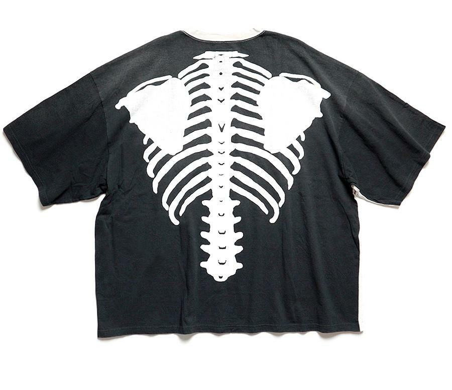 KAPITAL 2TONE BIG POCKET Tee BONE Skeleton black/natural new
