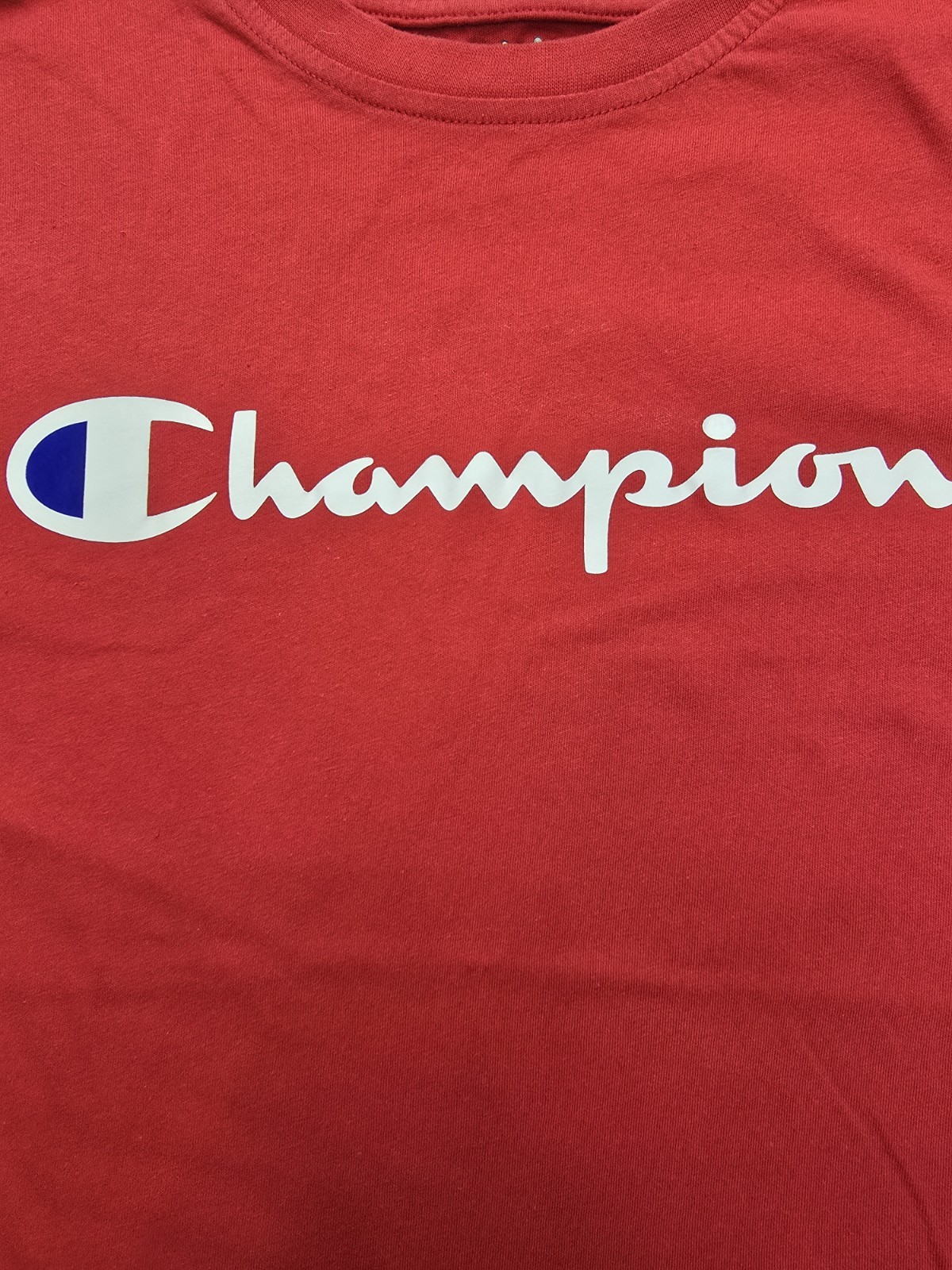 Champion Men’s Classic Logo T-Shirt Red Crew Neck Size Medium