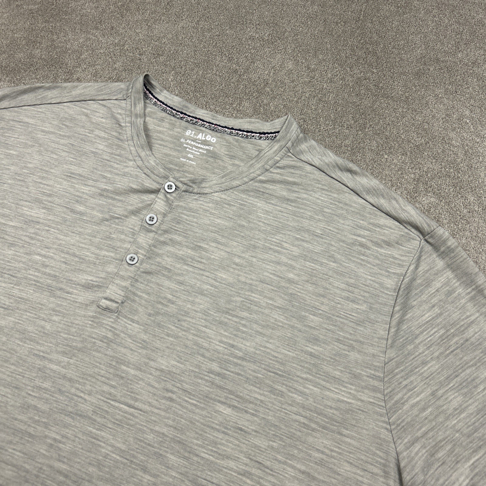 01.Algo Mens Shirt 3XL Merino Wool Blend Performance Short Sleeve Beige