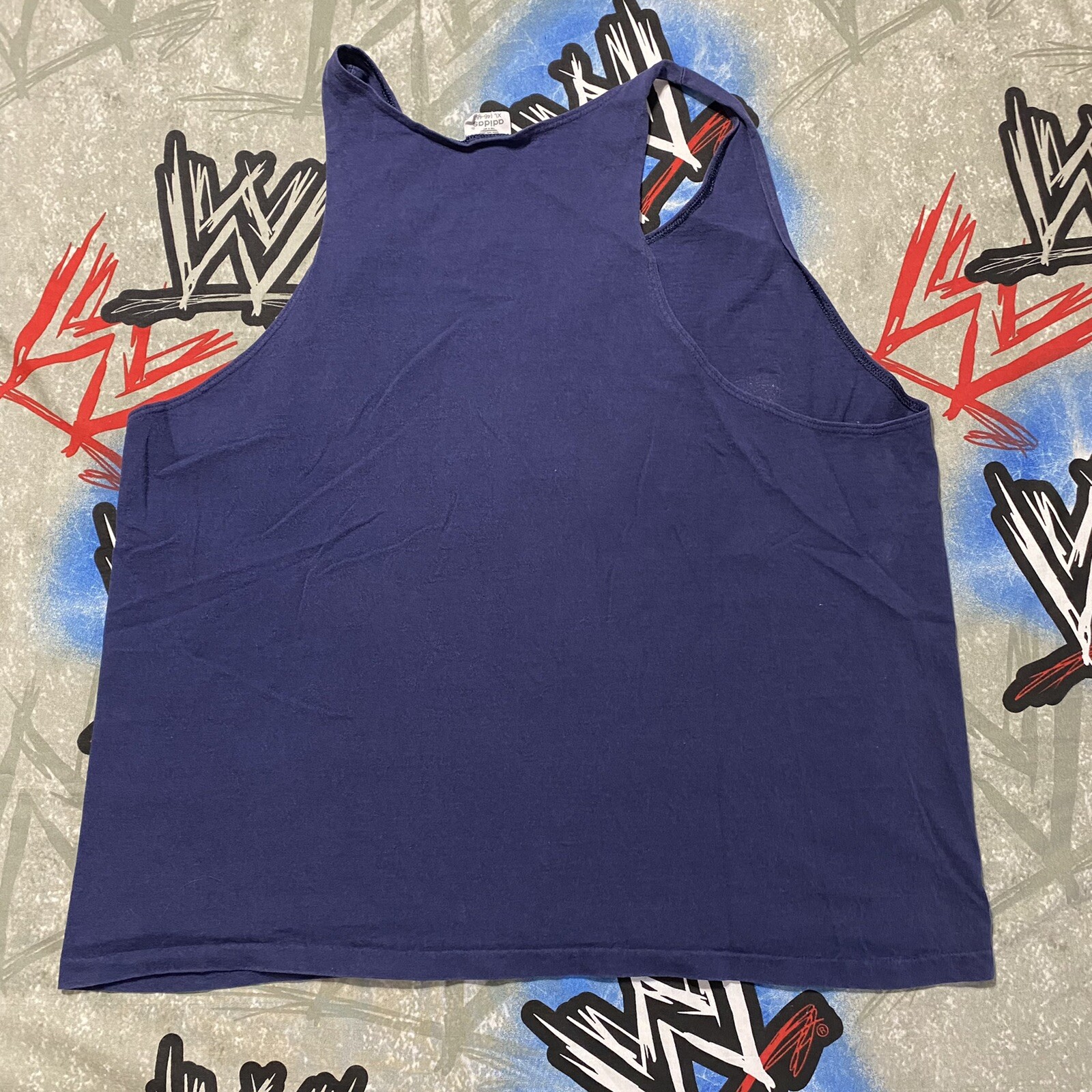 Adidas Spell-Out Tre-Foil Single Stitch Blue Tank-Top XL Size (46-48)