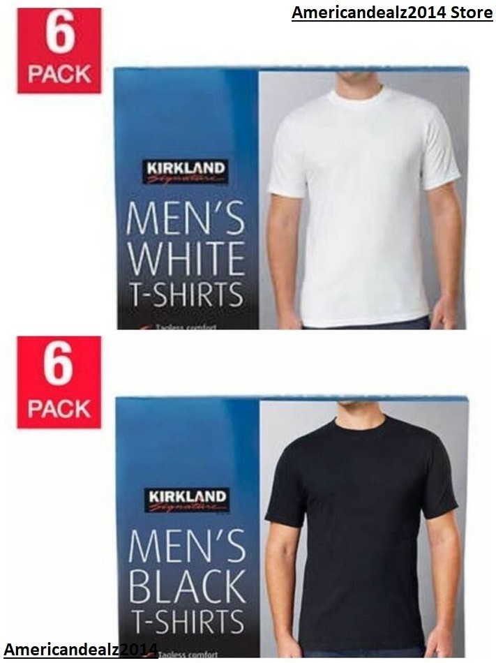 NEW! Kirkland Signature Men’s Crew Neck Tee, 6-pack Choose Color Size FAST S/H!!