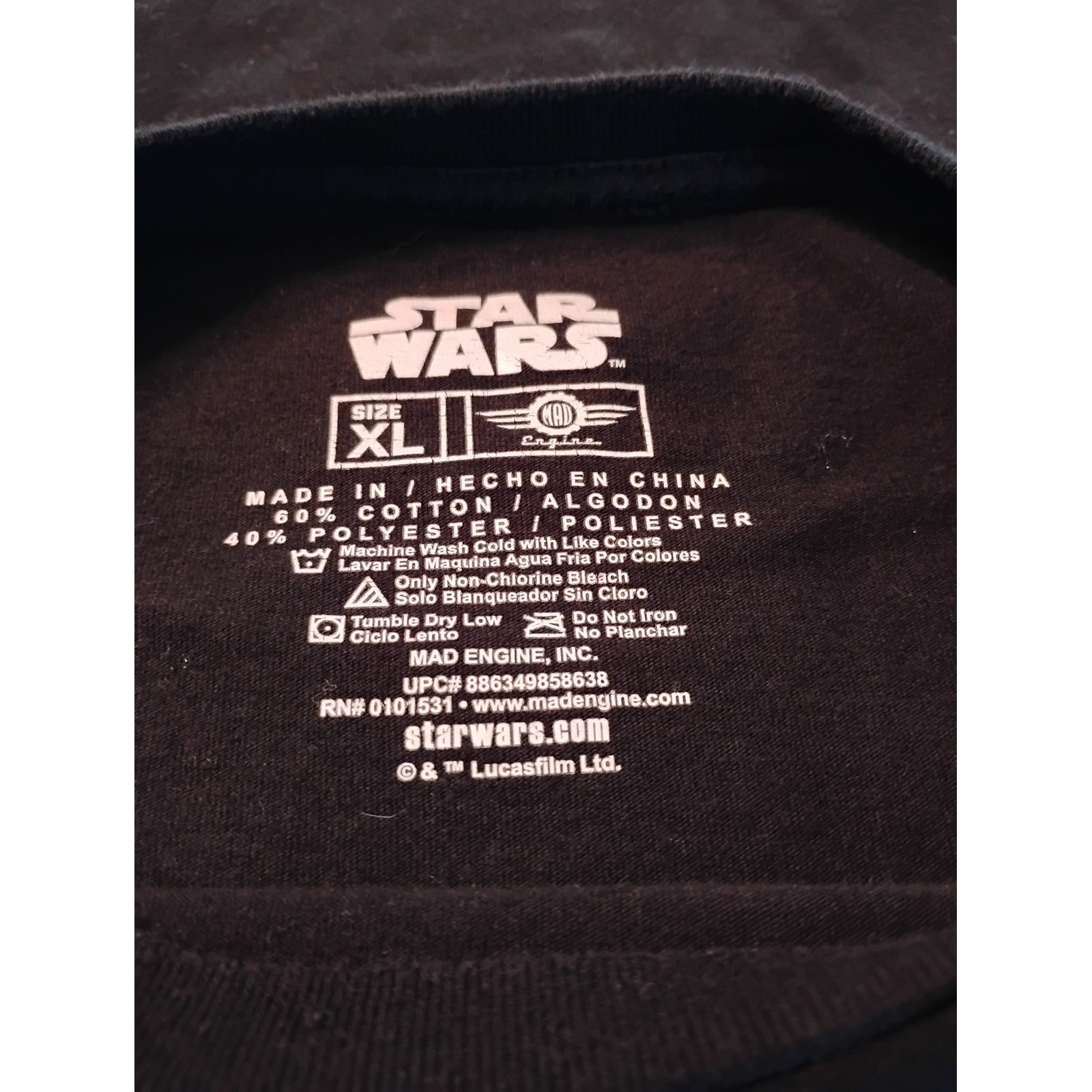 Star Wars Darth Vader Layered Look Graphic T-Shirt Mens XL Black Pink Thermal