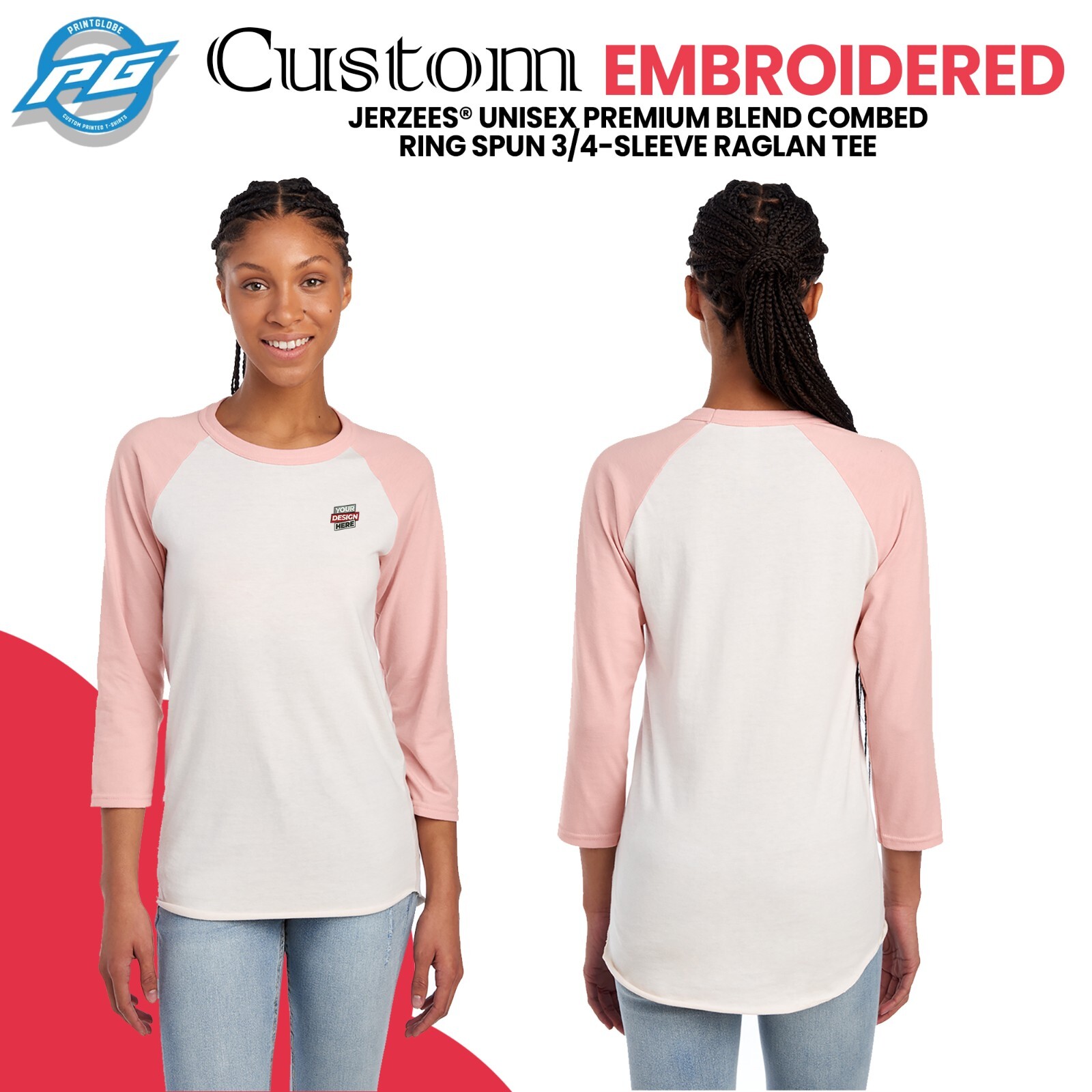 Unisex Premium Blend Combed Ring Spun 3/4-Sleeve Raglan Tee Birthday Gift 560R.