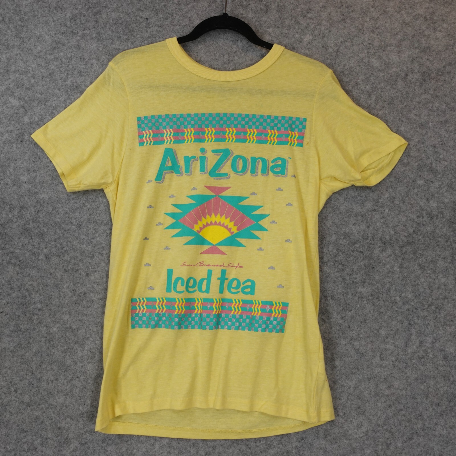 Vintage 90s Arizona Iced Tea T Shirt XS S Yellow Y2K Neon Southwest Outdoor