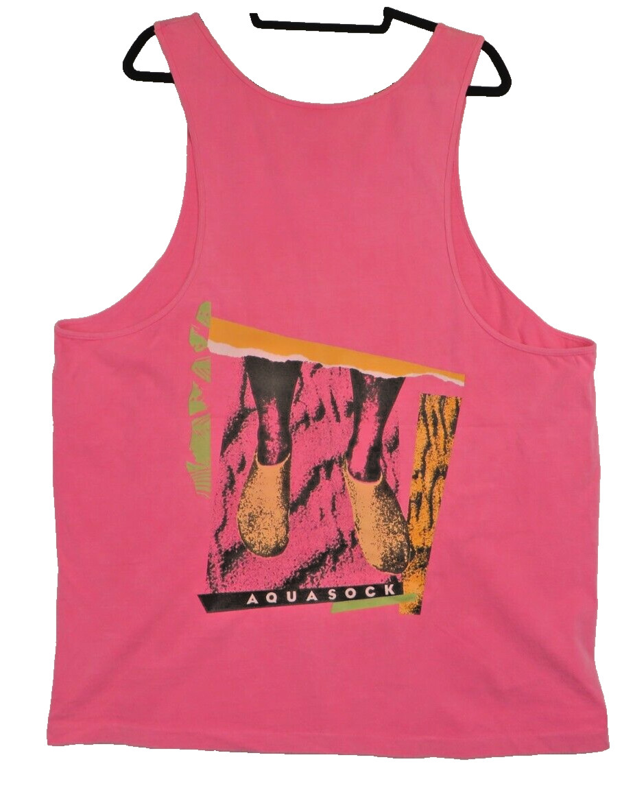 Vintage Nike Aqua Sock Tank Top Mens XL Neon Pink Single Stitch 90s USA