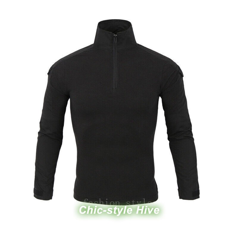 Combat Mens Tactical Shirt Long Sleeve T-Shirt Military Hunting Camo Army Shirt