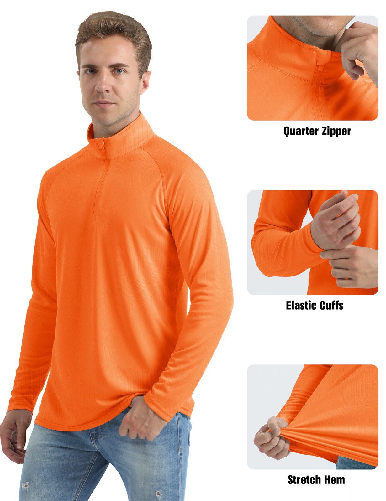 MAGCOMSEN Sun Shirts for Men Long Sleeve Quarter Zip Pullover Workout Gym Run…