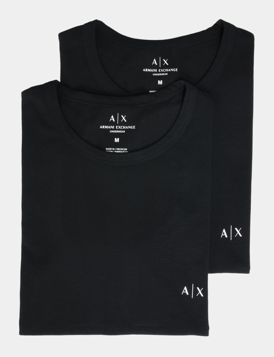 Armani Exchange Men’s 2-Pack Logo Crewneck T-Shirt Black Size Small