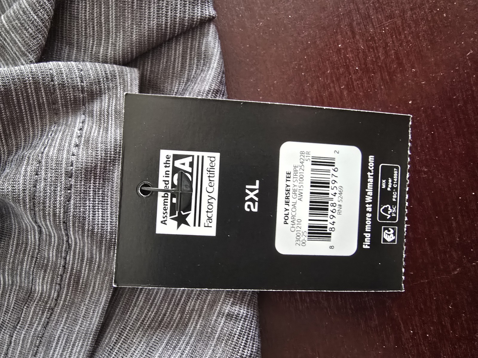 Men’s Gray Solid Polyester Jersey Crew Neck Pocket Short Sleeve T-Shirt 2XL