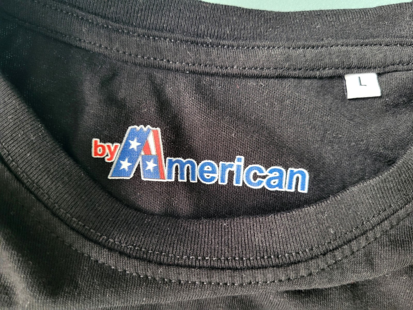 BY AMERICAN [Size L] Black Cotton Crew Neck T-Shirt (PANINARO)