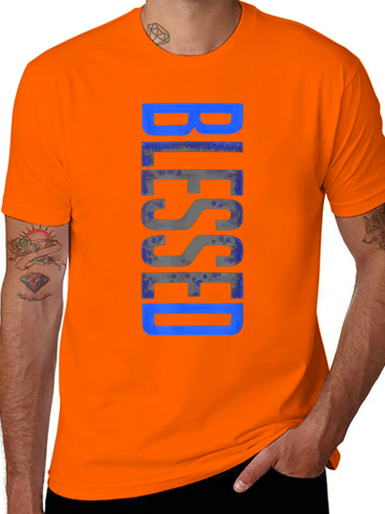 Men’s Plus Size Casual Crew Neck T-Shirt – Geometric-Pattern, Smooth Cotton