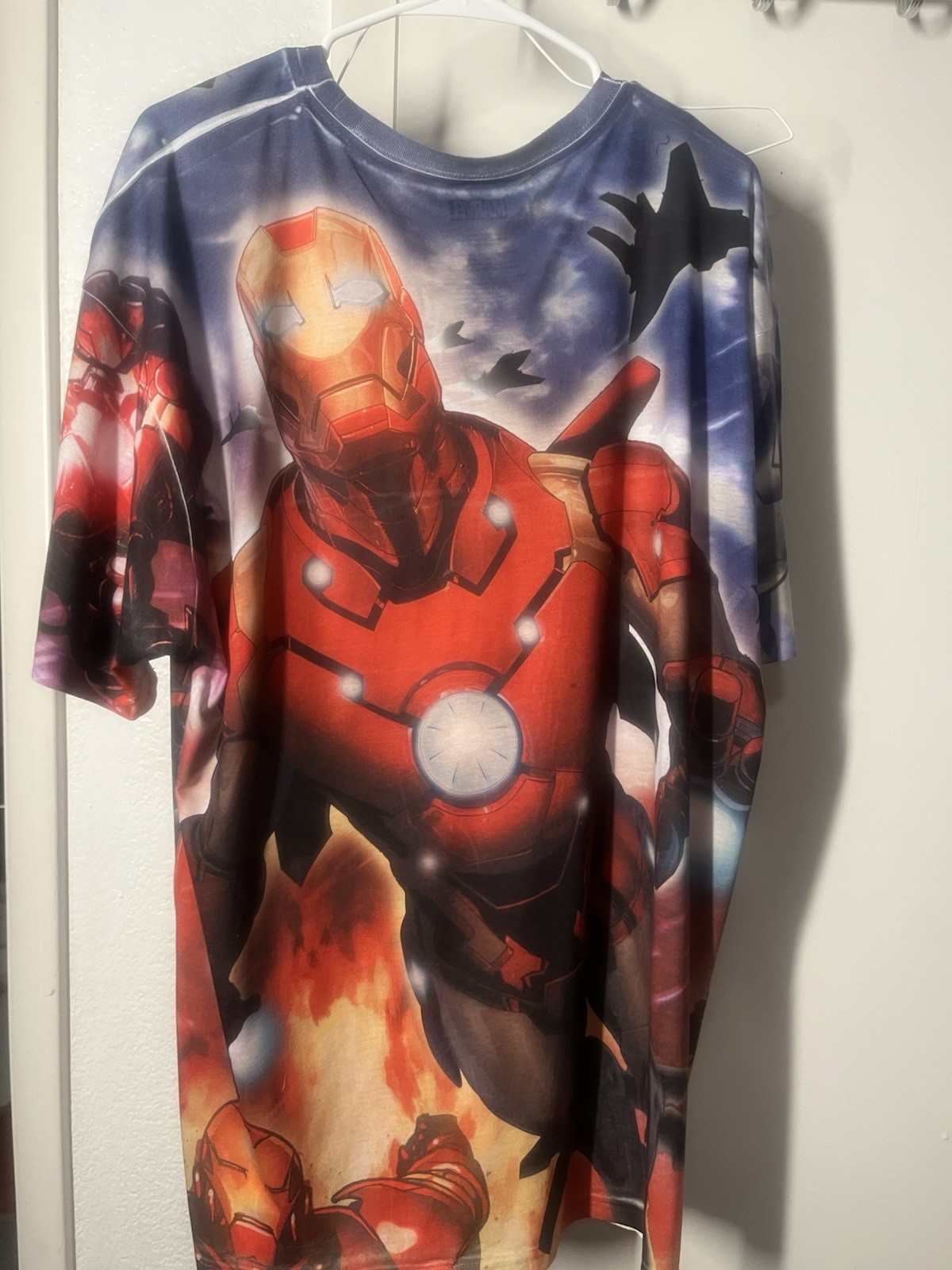Marvel Captain America & Iron Man Graphic Print Tee XL Polyester Crew Neck