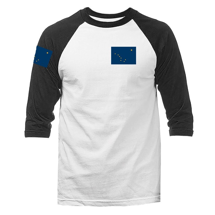 State of Alaska Flag Crest AK Graphic 3/4 Sleeve Raglan