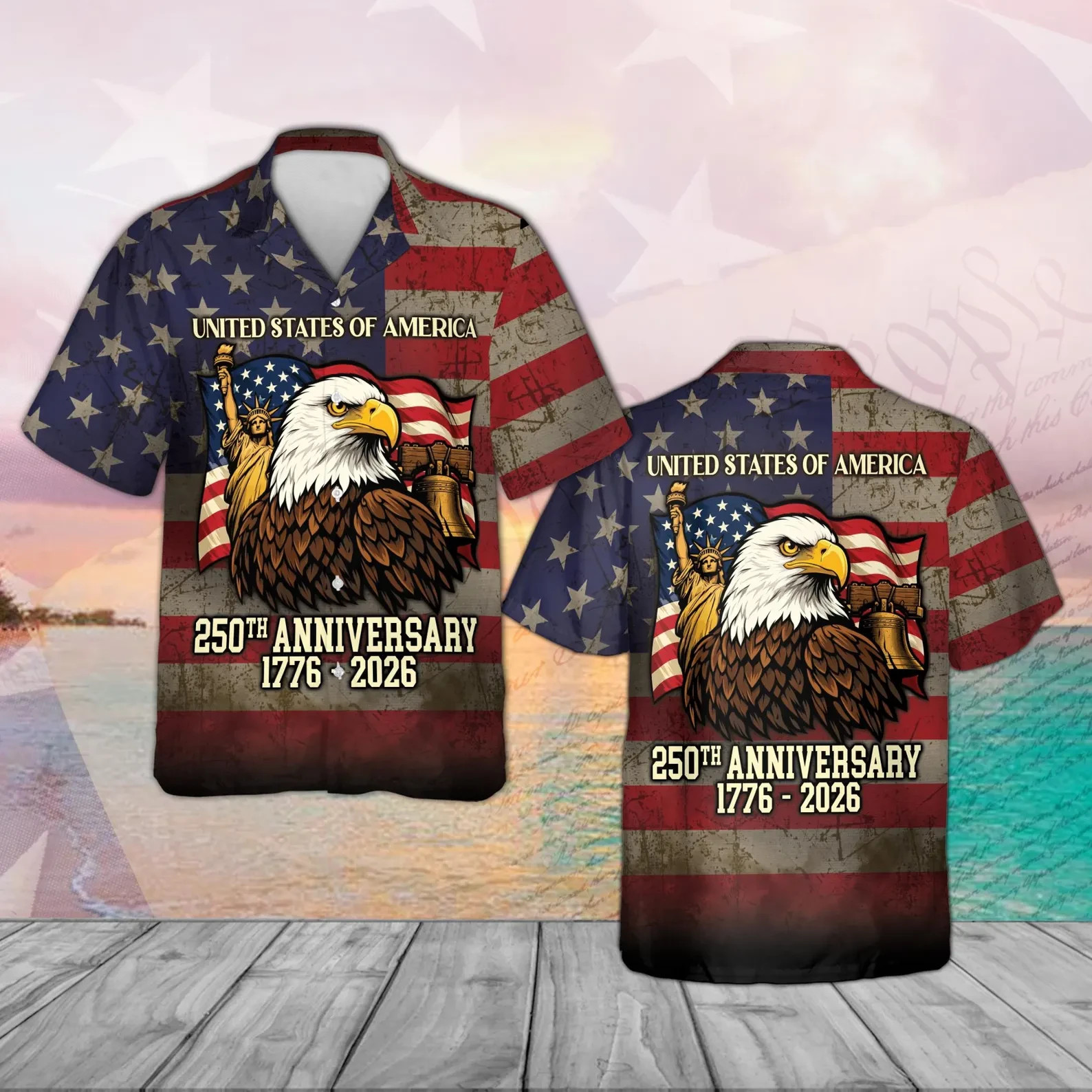 250th Anniversary US Shirt Vintage US – 3D Print Hawaiian Shirt – Adults & Youth