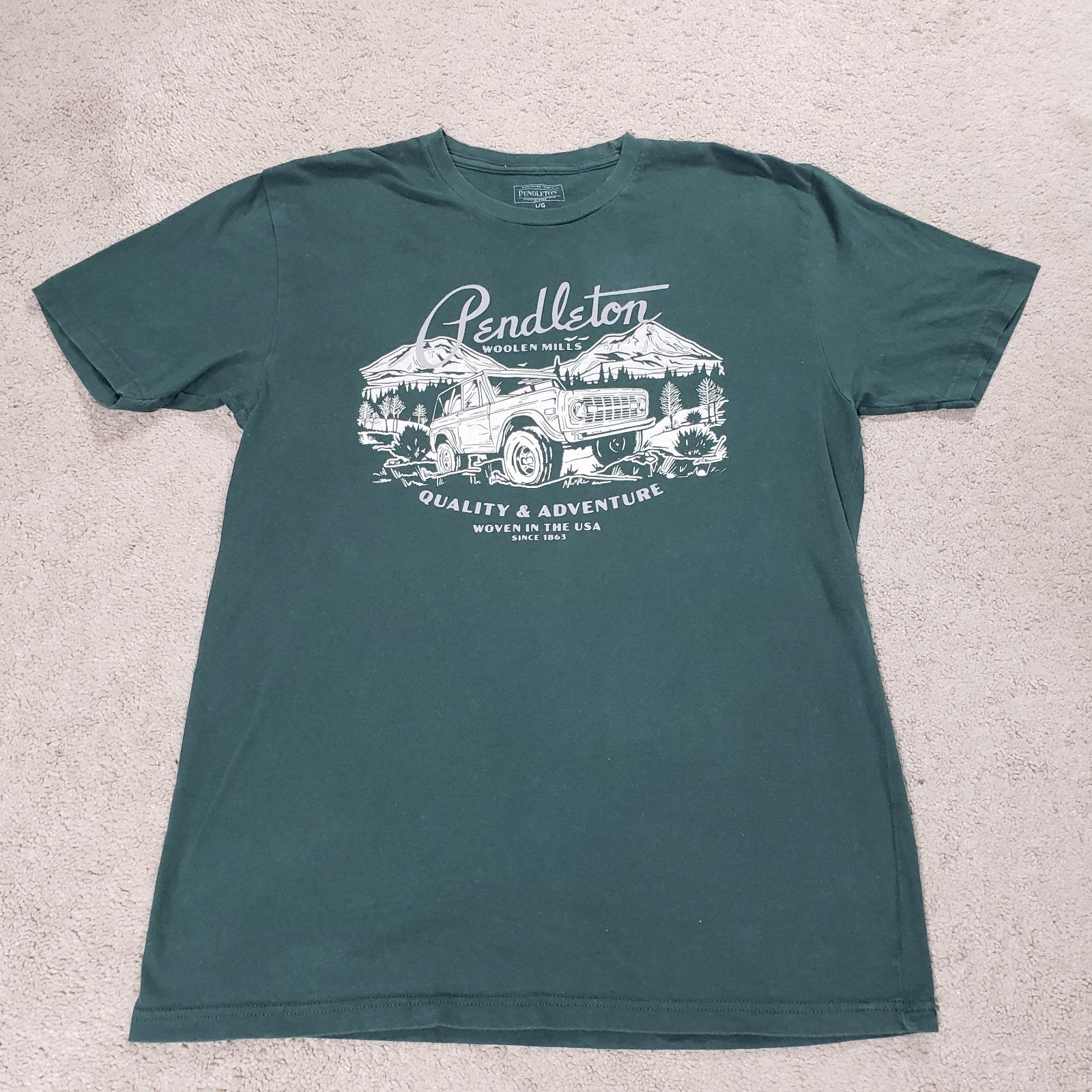 Pendleton Mens Off Road Trails Graphic Green Graphic Short Sleeve T Shirt Large