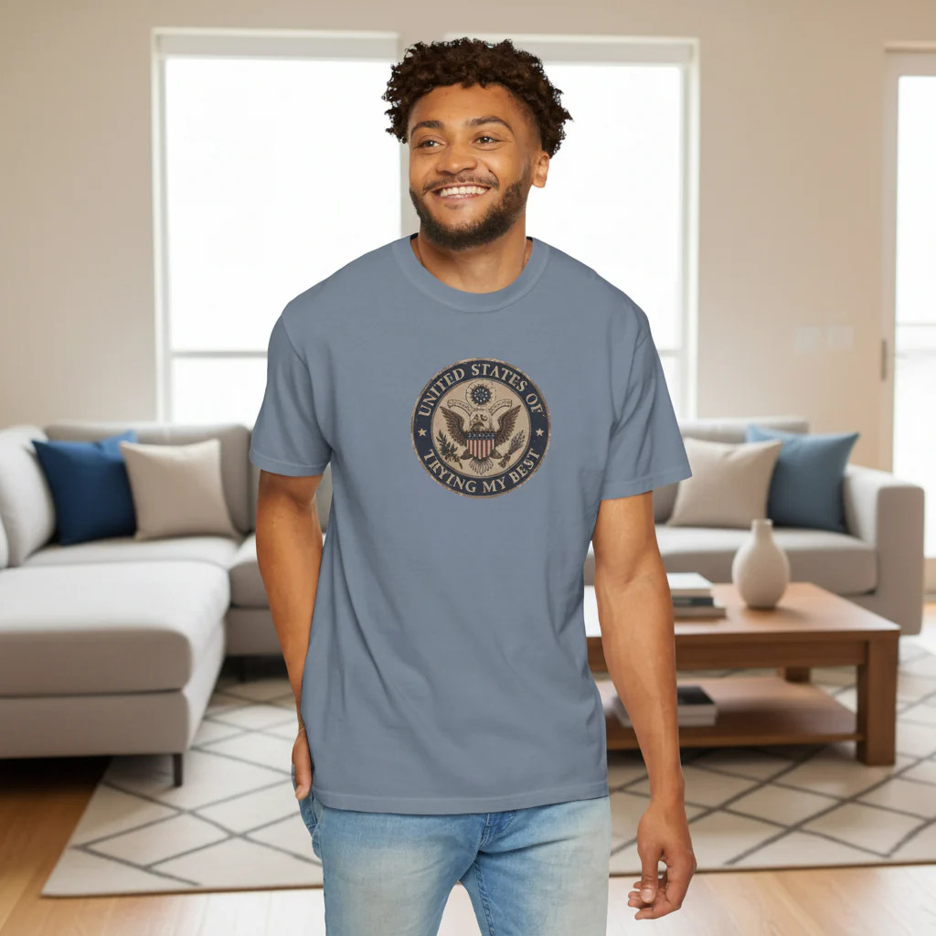 United States of Trying My Best Unisex T-shirt USA Graphic Tee Garment Dyed
