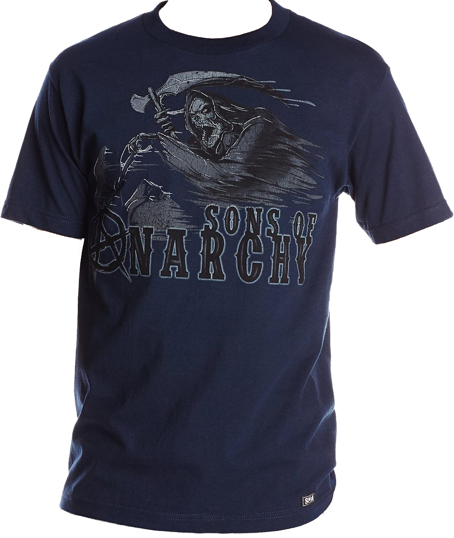 Sons Of Anarchy Men’s T-Shirt Grim Reaper Death Riding Motorcycle Navy S-XL